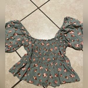 Elegant Floral Smocked Blouse